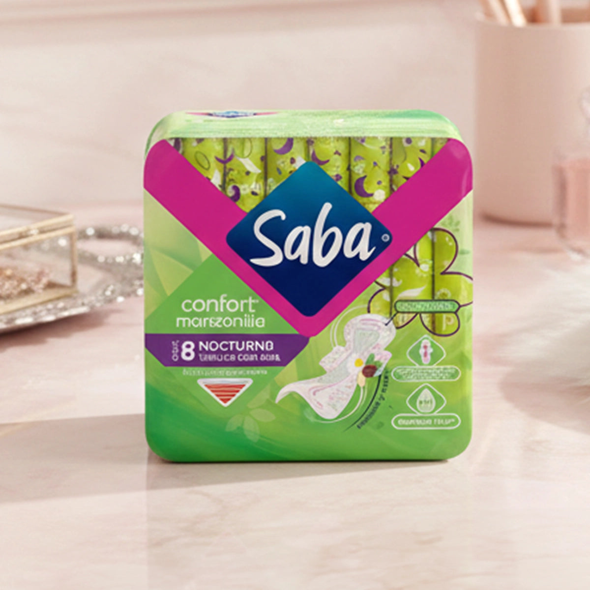 Toallas Femeninas Saba Confort Manzanilla con Alas 8 Piezas