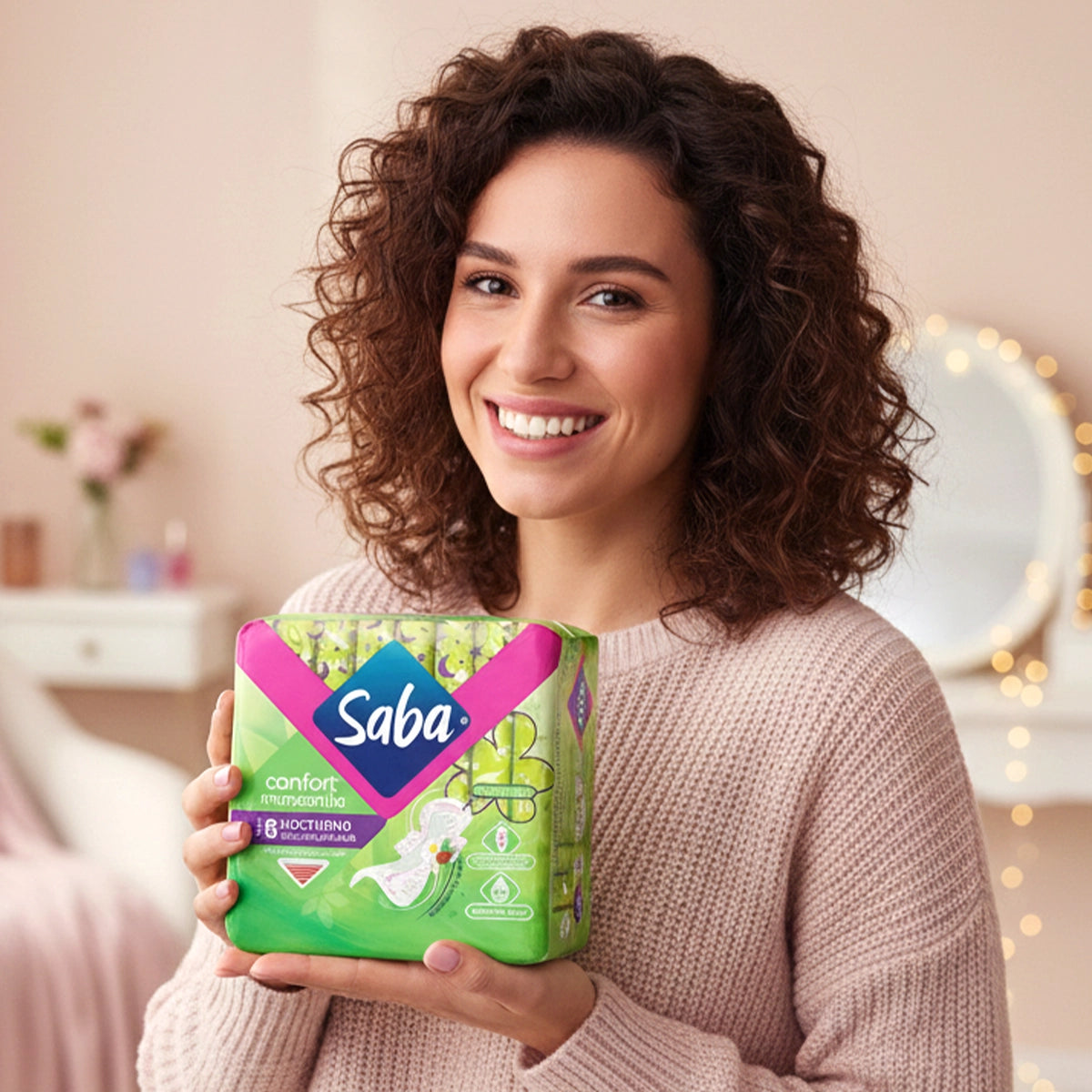 Toallas Femeninas Saba Confort Manzanilla con Alas 8 Piezas