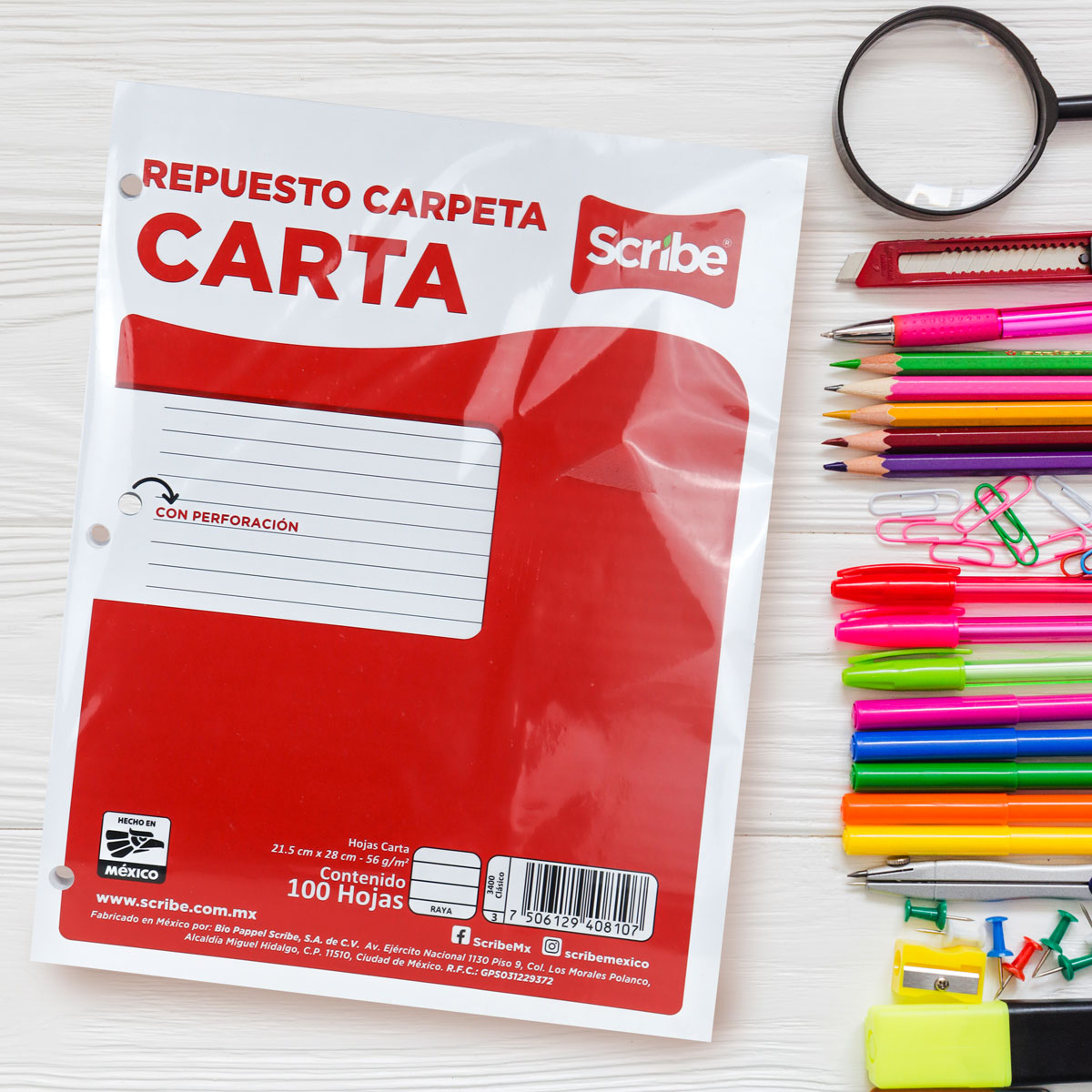 Repuestos para Carpeta Tamaño Carta Scribe, 100 Hojas