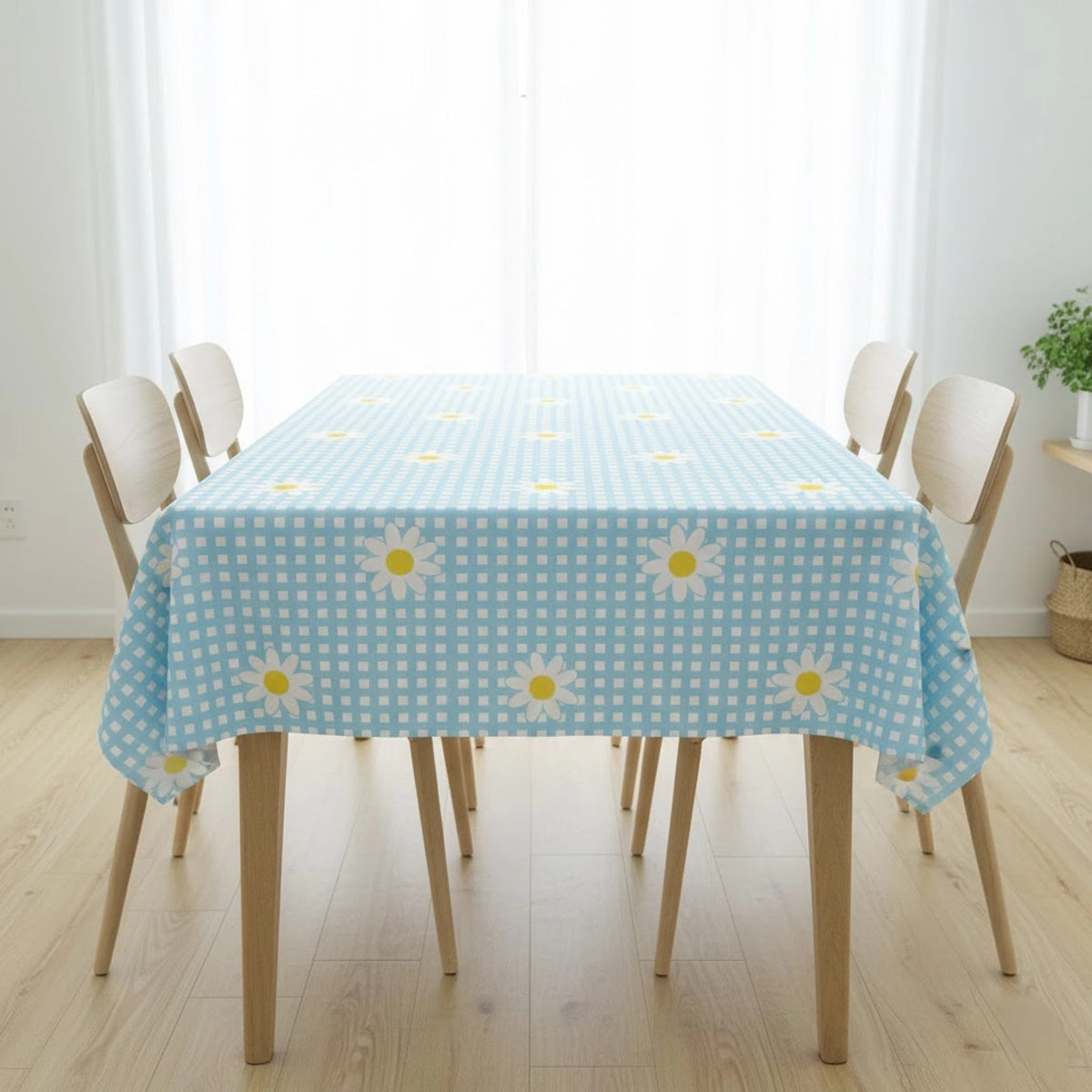 Mantel de Plástico, Diseño Cuadros, Color Azul