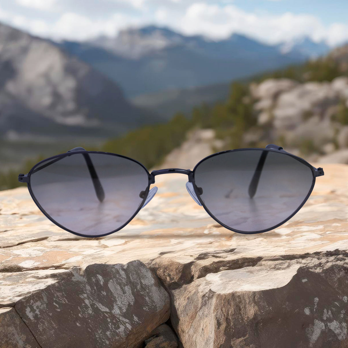 Lentes de Sol Estilo Aviador con Armazón Ovalado, color Negro