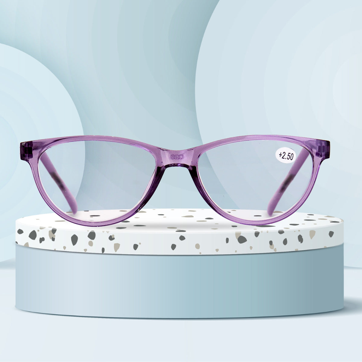 Lentes de Armazón Ovalado color Morado con Graduación de 2.50