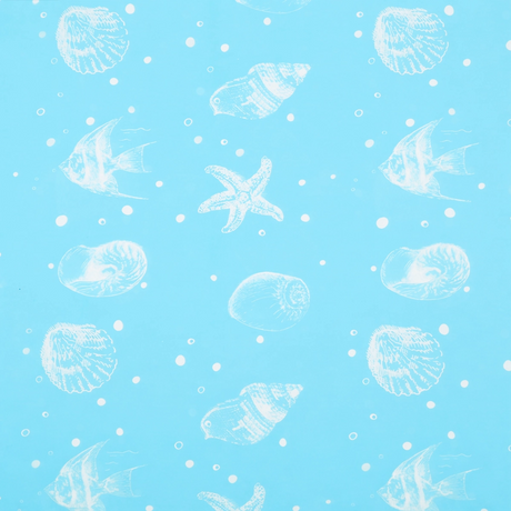 Cortina de Baño, Color Azul, Diseño Conchas