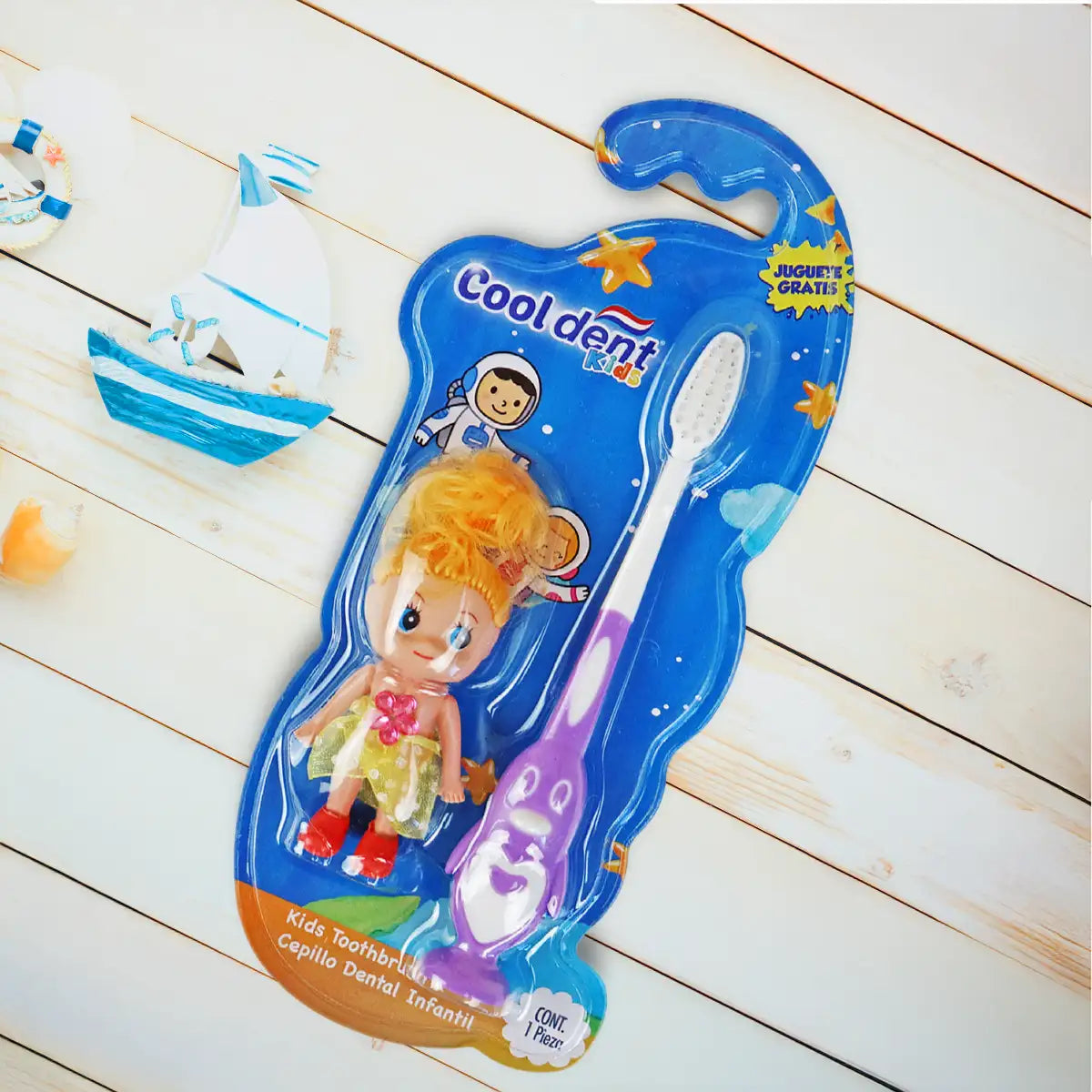 Cepillo Dental, Diseño Pingüino con Muñeca de Juguete, Cool Dent, Color Morado