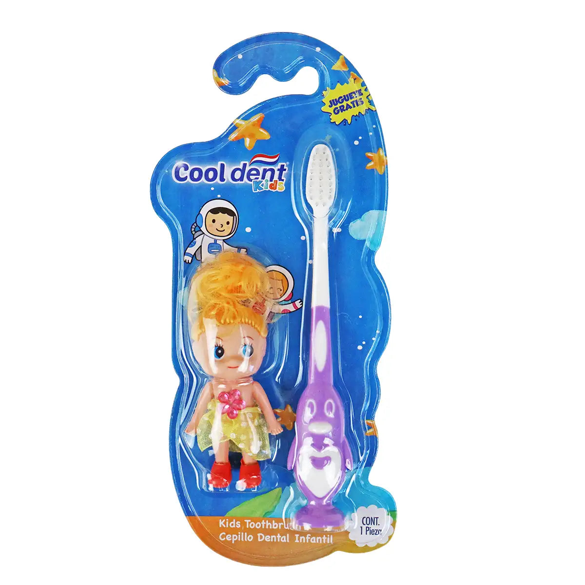 Cepillo Dental, Diseño Pingüino con Muñeca de Juguete, Cool Dent, Color Morado