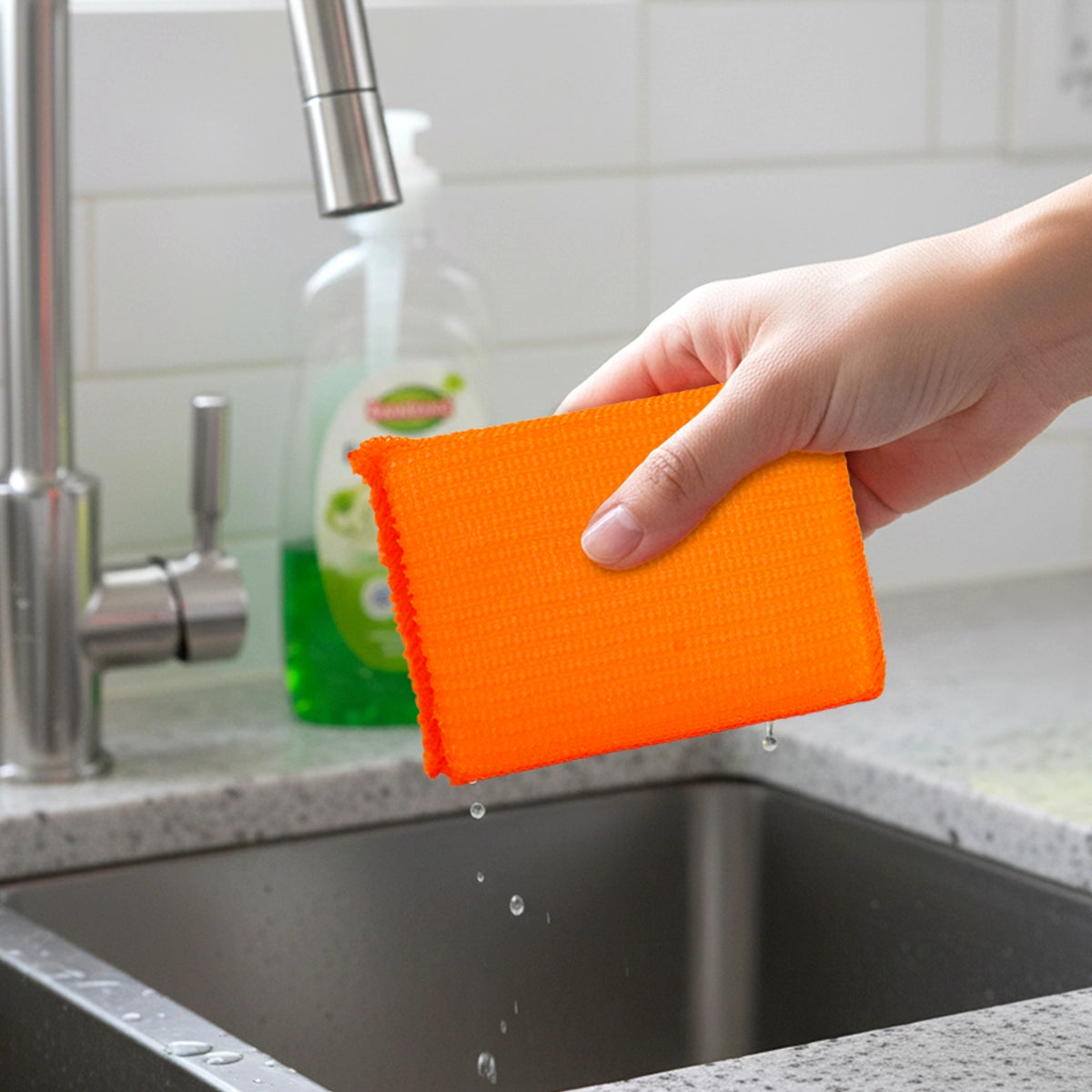 Esponja para Cristalería, Fregón, Amarillo y Naranja, 2 pzas