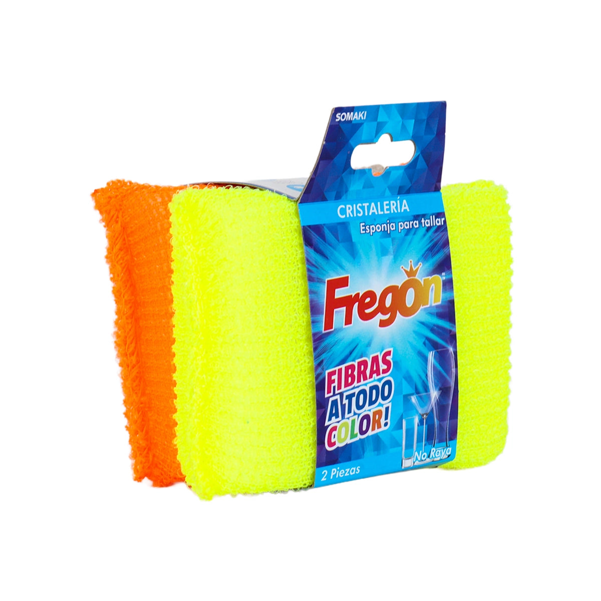 Esponja para Cristalería, Fregón, Amarillo y Naranja, 2 pzas