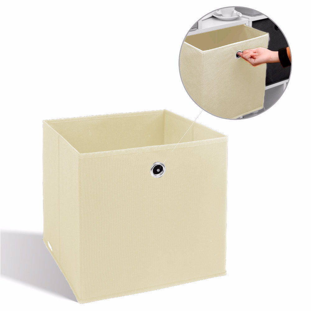 Mega Pack de 10 Cajas Cuadradas para Almacenamiento color Crema, Organizador Non Woven