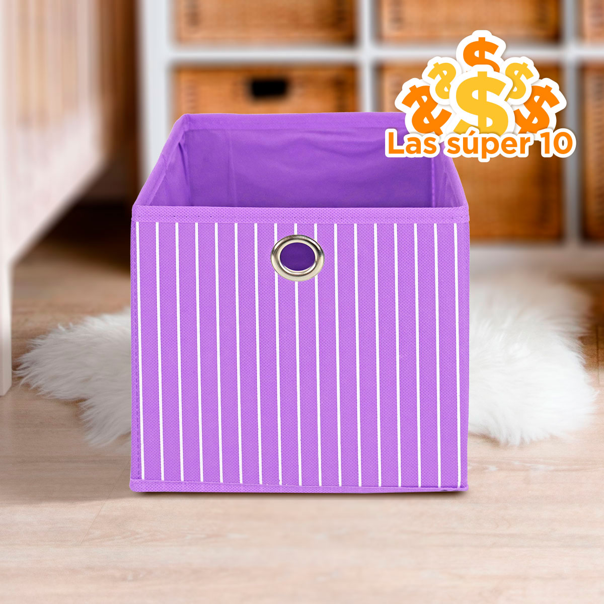 Caja Cuadrada para Almacenamiento, Organizador Non Woven Morado