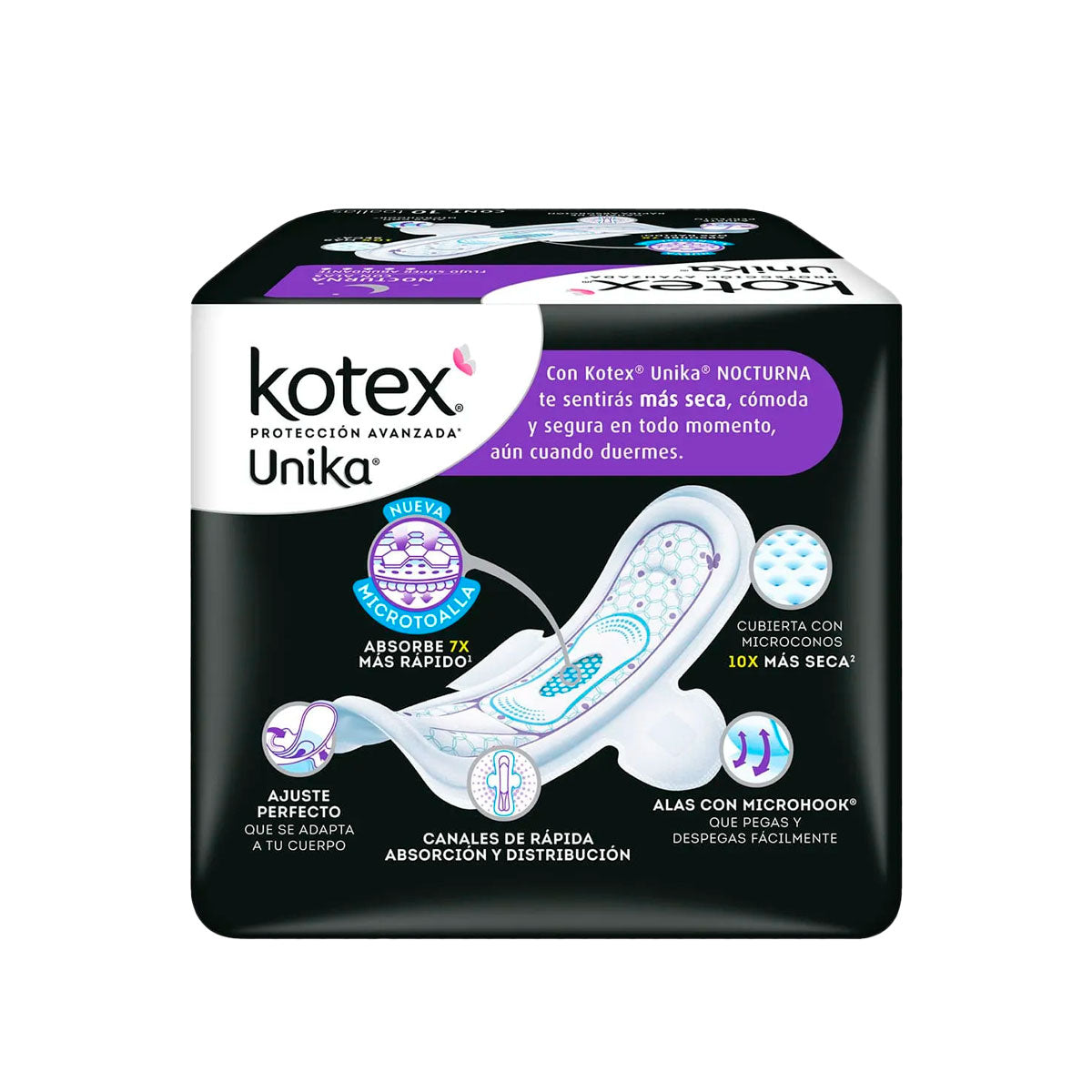 Kotex Unika, Toallas Femeninas Nocturnas con Alas