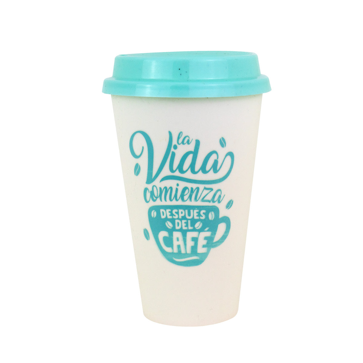 Vaso de Plástico para Café con Tapa color Azul Cielo 500ml