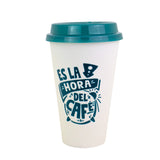 Vaso de Plástico para Café con Tapa color Verde Esmeralda 500ml