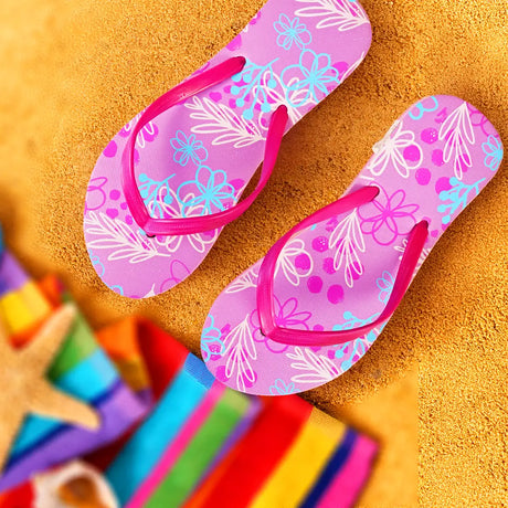 Sandalias, Diseño Flores, Color Morado