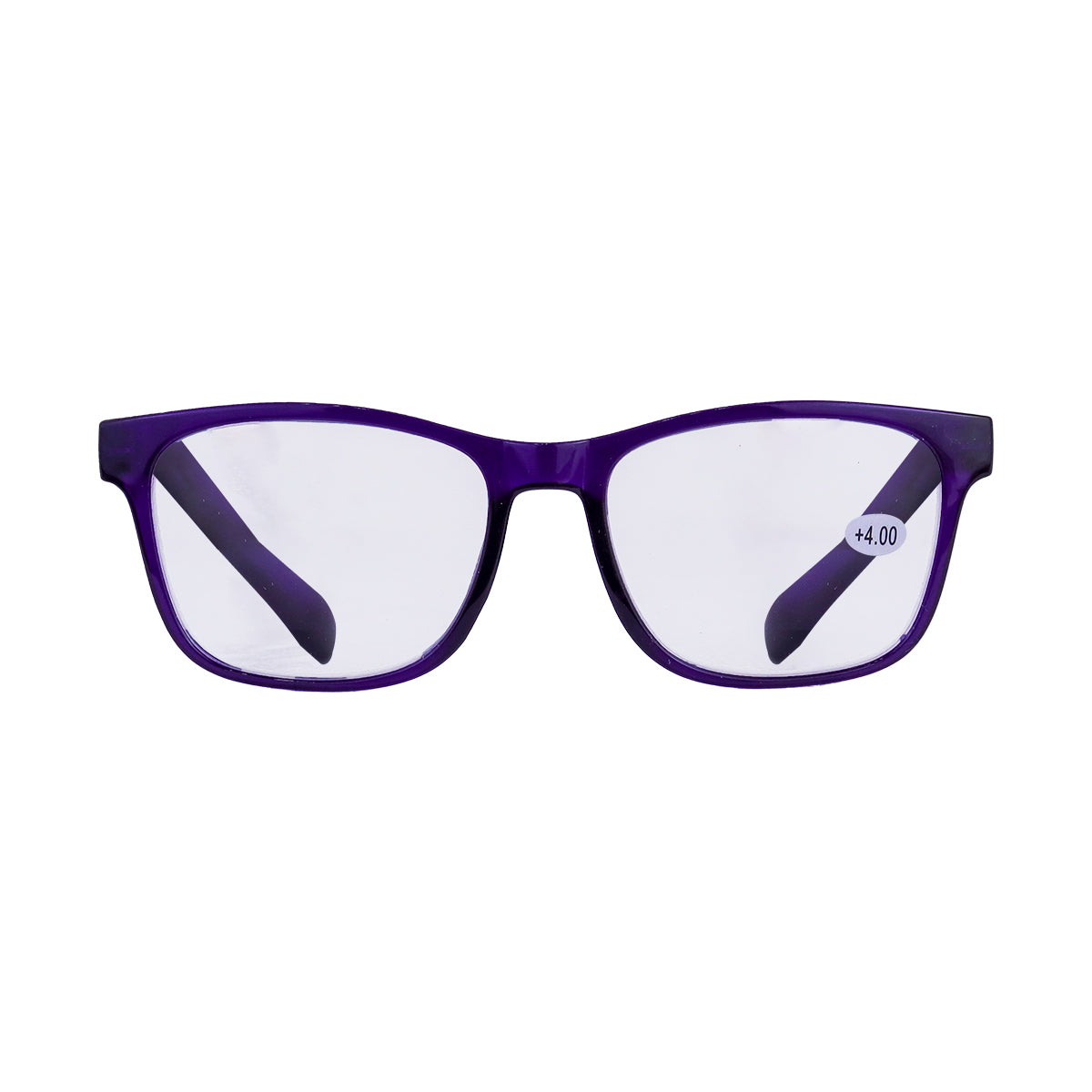 Lentes de Armazón Cuadrado color Negro con Morado, Graduación de 4.00 Dioptrías