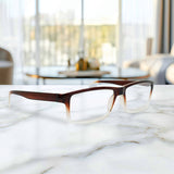 Lentes de Lectura, Forma Rectangular, Color Café con Degradado, +3.00