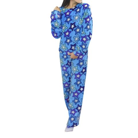 Conjunto de Pijama Polar con Estampado de Estrellas para Dama