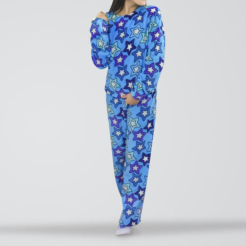Conjunto de Pijama Polar con Estampado de Estrellas para Dama