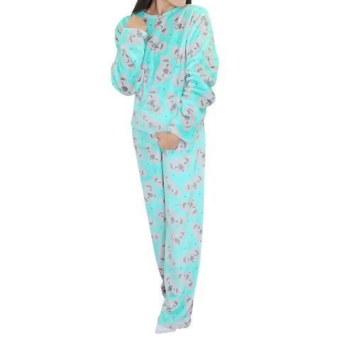 Conjunto de Pijama Polar con Estampado de Koalas para Dama