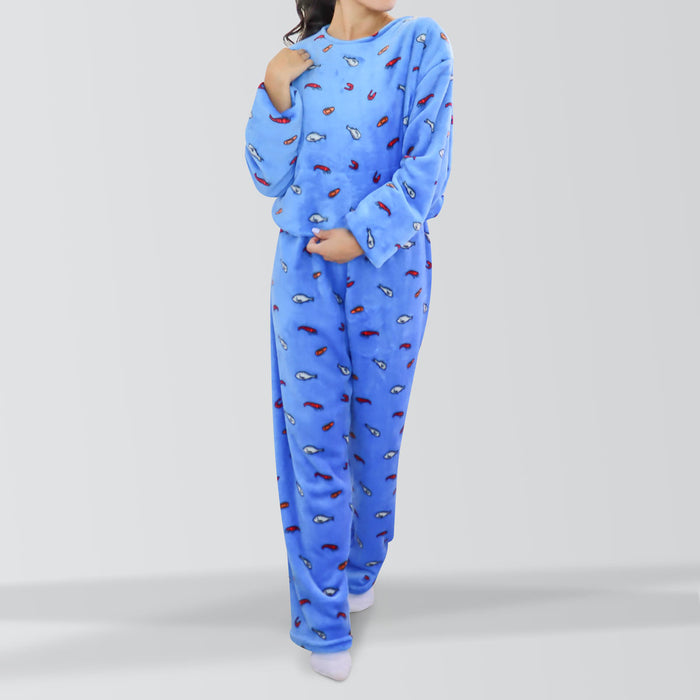 Conjunto de Pijama Polar color Azul para Dama