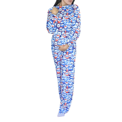 Conjunto de Pijama Polar con Estampado de Oso Perezoso para Dama