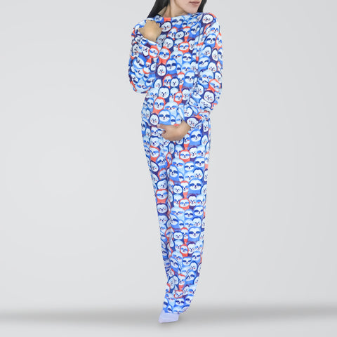 Conjunto de Pijama Polar con Estampado de Oso Perezoso para Dama