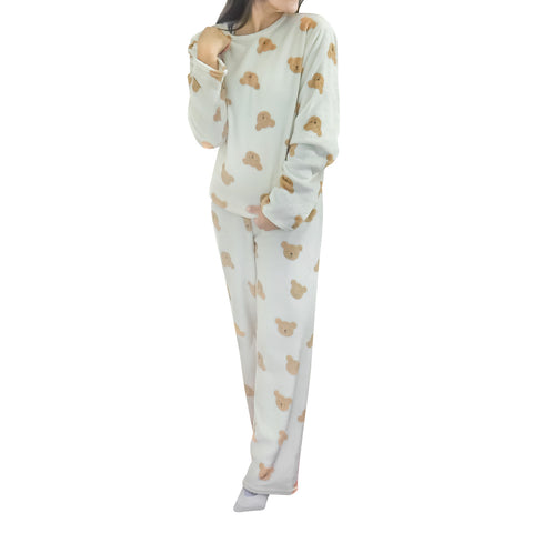 Conjunto de Pijama Polar con Estampado de Osos para Dama