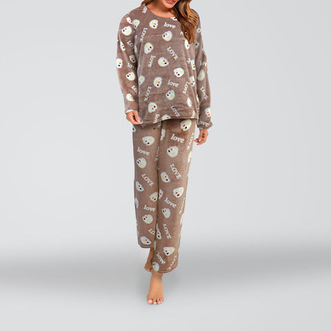 Conjunto de Pijama Polar para Dama, color Café