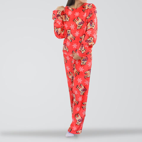 Conjunto de Pijama Polar con Diseño Navideño para Dama