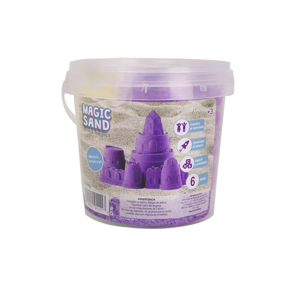 Cubeta de Arena Mágica color Morado para Niños