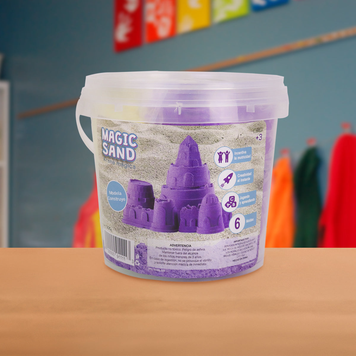 Cubeta de Arena Mágica color Morado para Niños