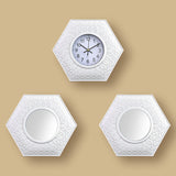 Set de Espejos y Reloj con Marco Hexagonal color Blanco