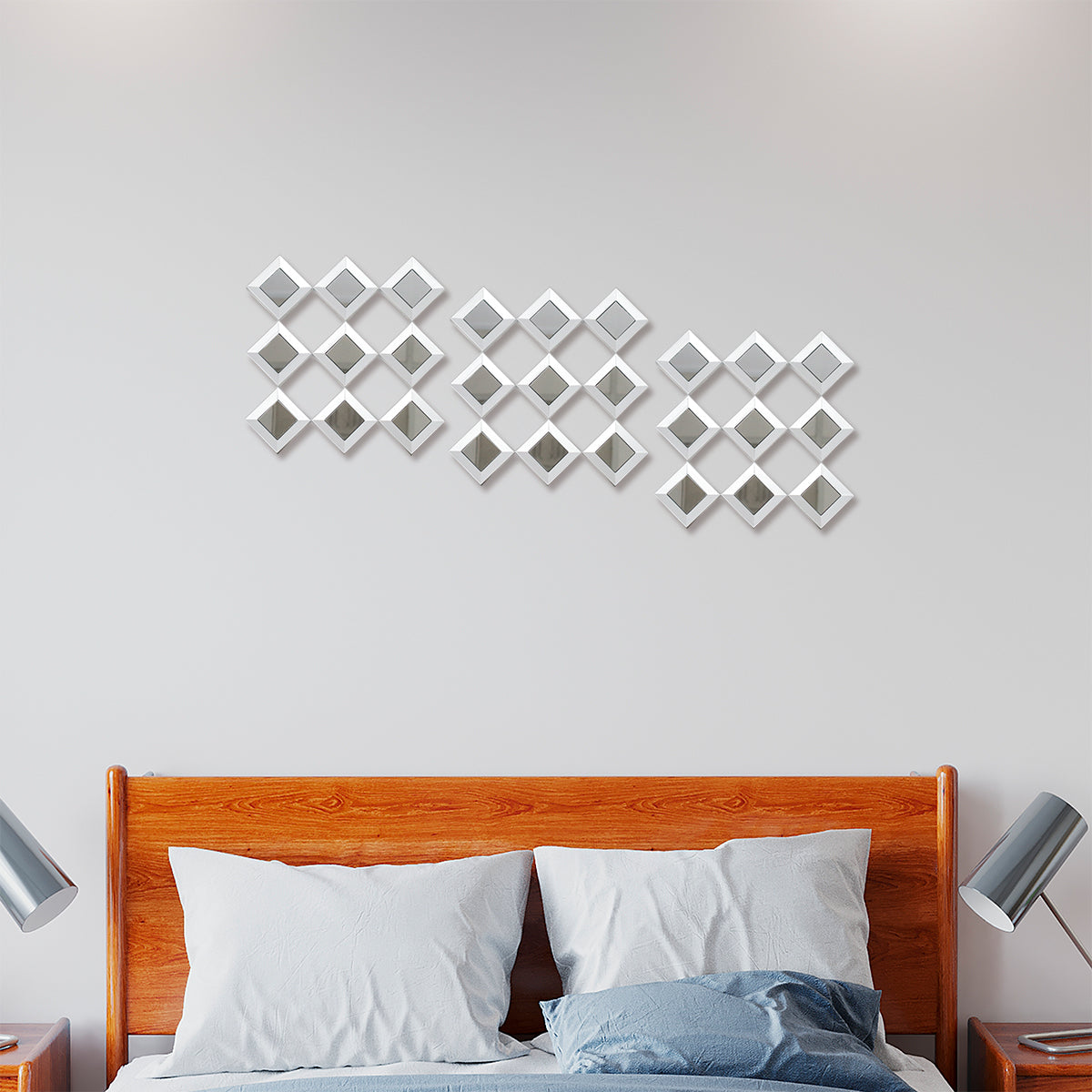 Set de 3 Espejos de Pared con Diseño Moderno, color Plata