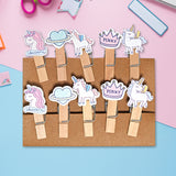 Clips de Madera Decorados de Unicornio