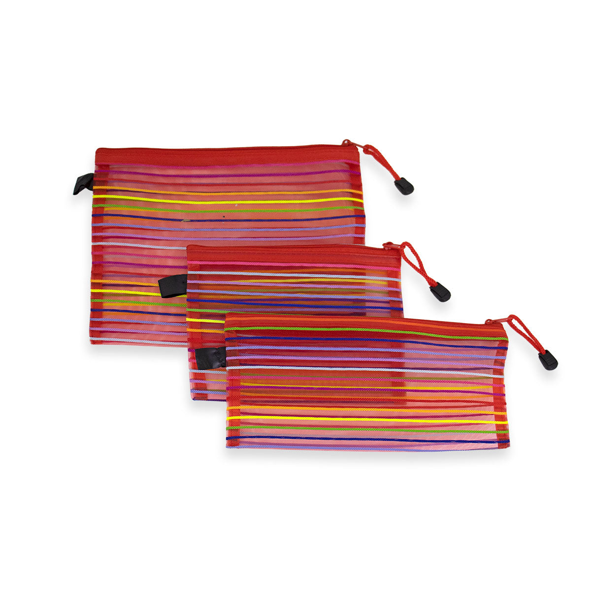 Set Bolsita Mesh Rectangular color Rojo, 3 pza