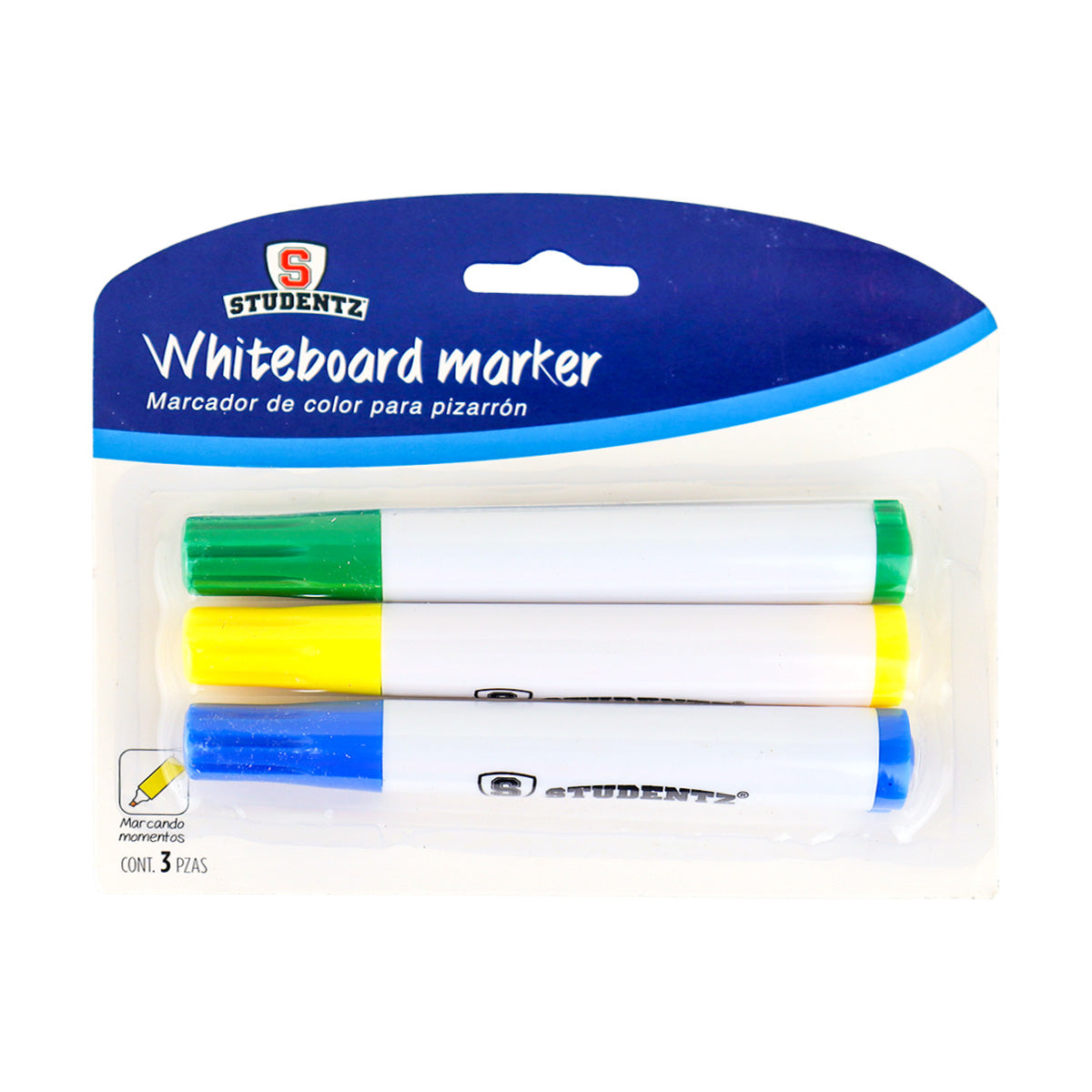 Marcador de Color para Pizarrón, Studentz, 3 pzas