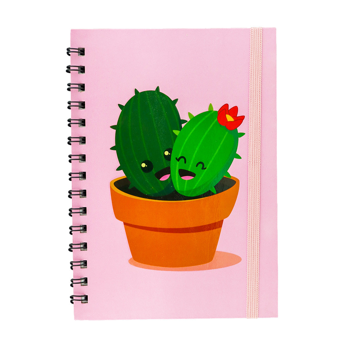 Libreta color Rosa con Diseño de Cactus, 80 Hojas