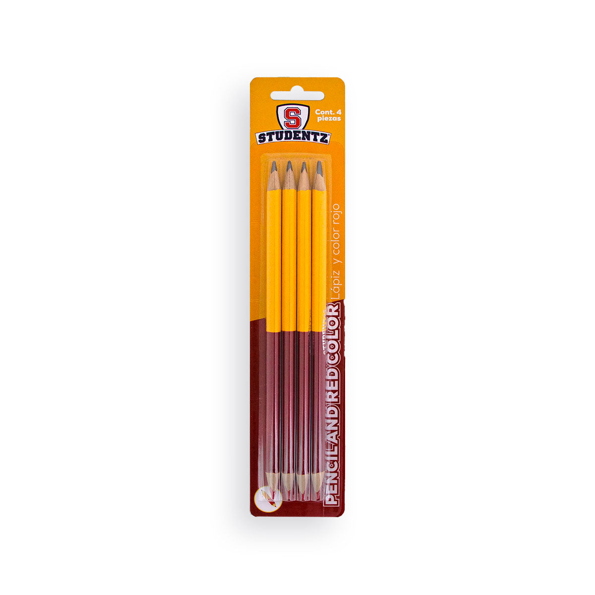 Paquete Lápices Bicolor Rojo con Lápiz 4 pz.