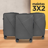 Set de Maletas de Viaje color Gris Oscuro: ¡Llévate 3 y paga 2!, 37x23x55cm