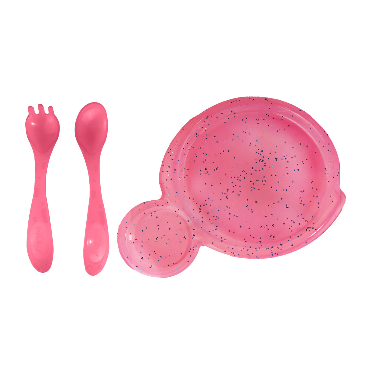 Set de Plato y Cubiertos para Bebé, Glitter, Nuby