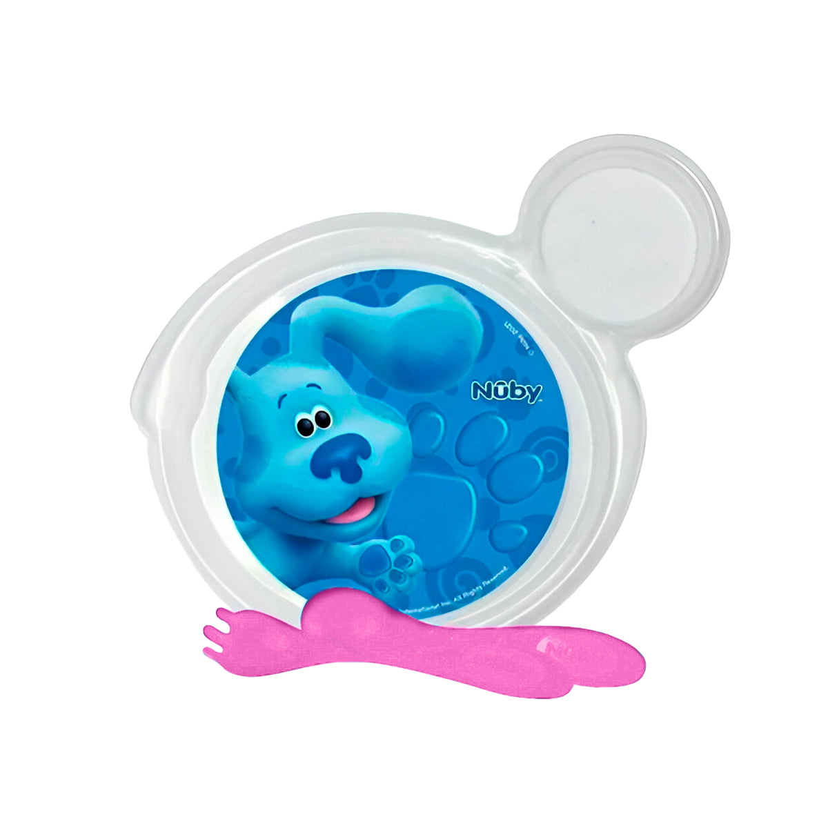 Set de Plato Transparente y Cubiertos Fiusha para Bebé, Las Pistas de Blue, Nuby