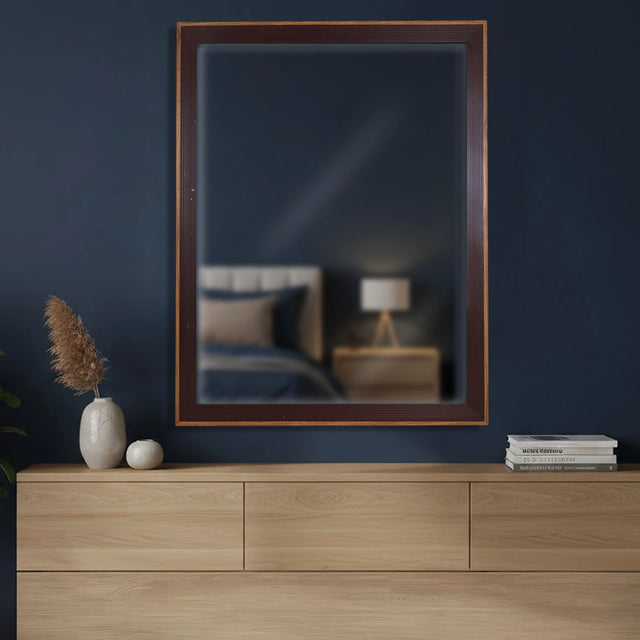 Espejo en Forma de Rectángulo, Color Café