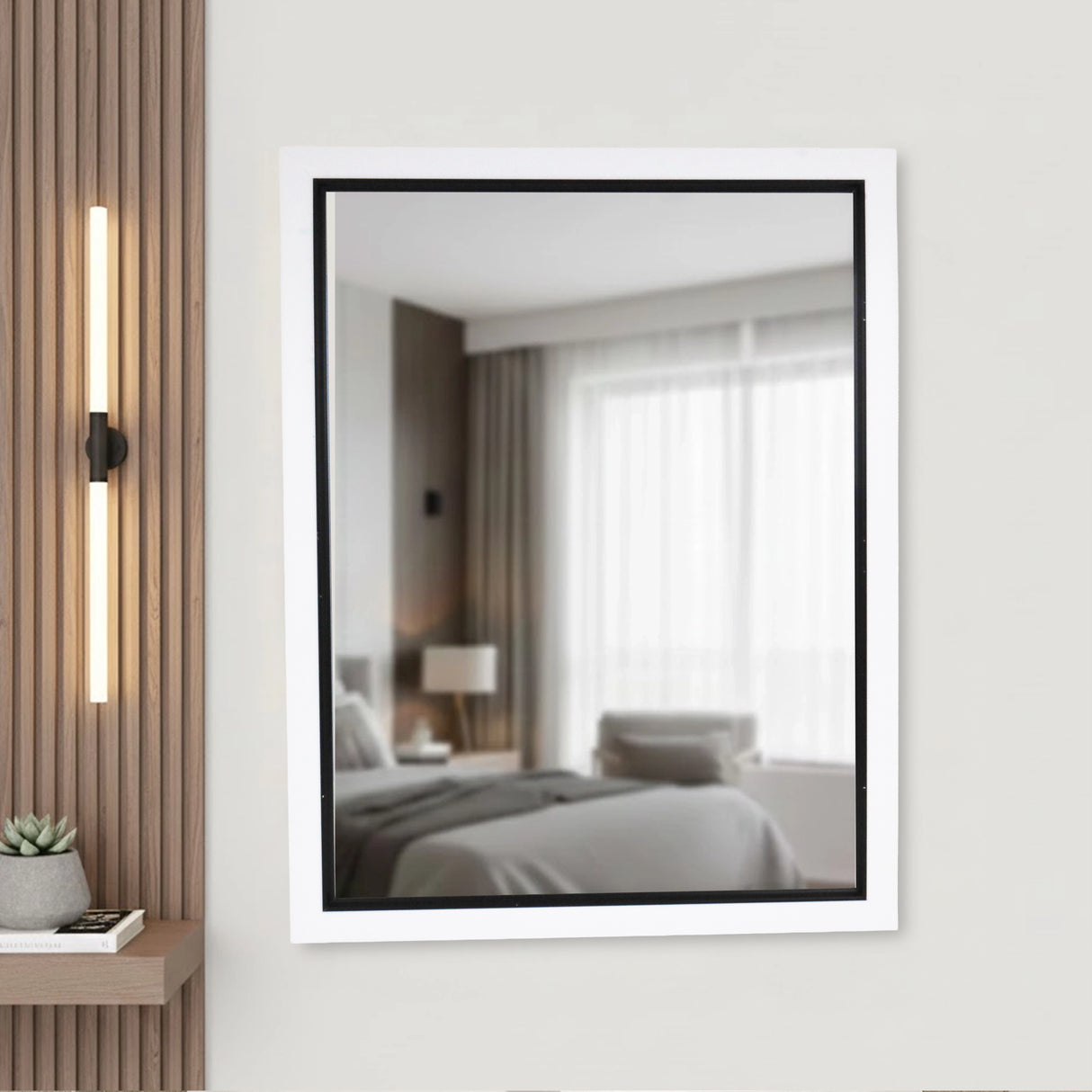 Espejo, Marco Clásico, Color Blanco y Negro