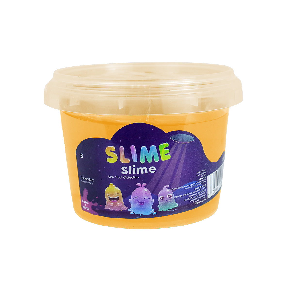 Frasco de Slime color Naranja, 500gr.