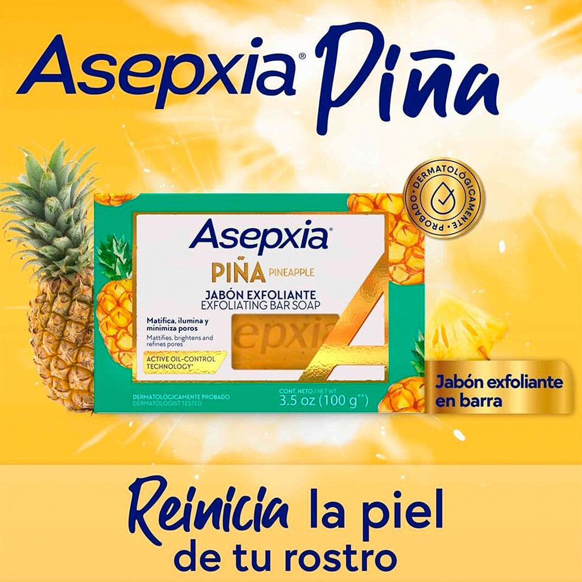 Jabón Exfoliante en Barra con Extracto de Piña, Asepxia