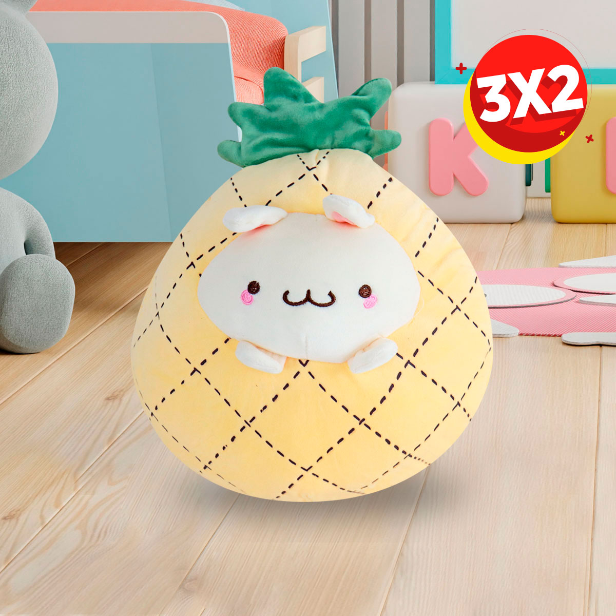 3X2 Piña de Peluche con Conejo color Amarillo