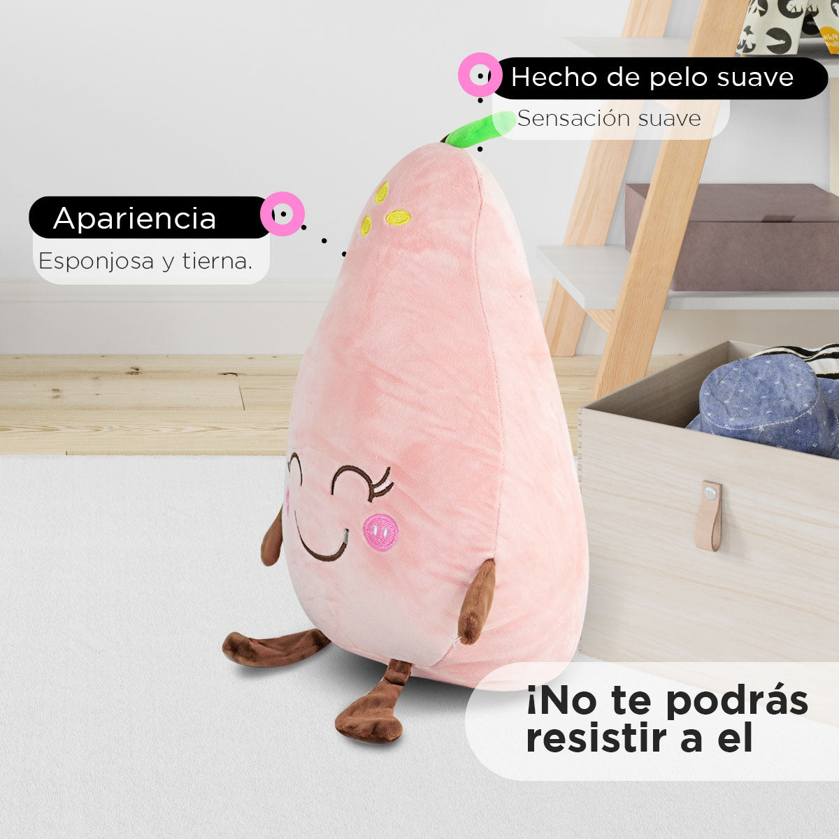 3X2 Pera de Peluche Rosa