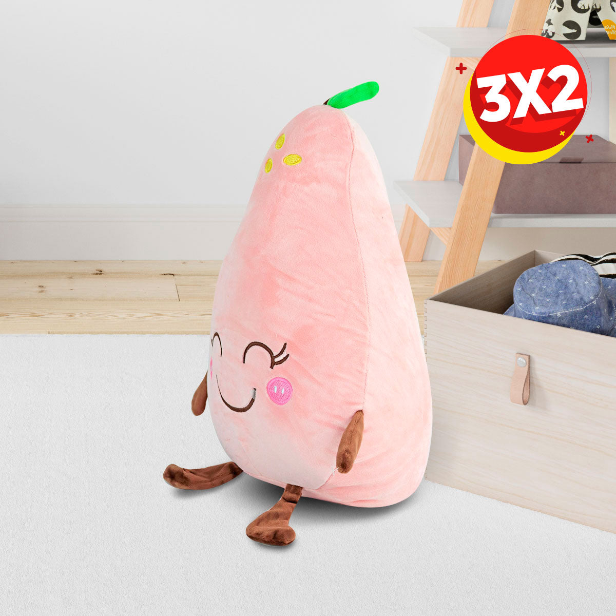 3X2 Pera de Peluche Rosa