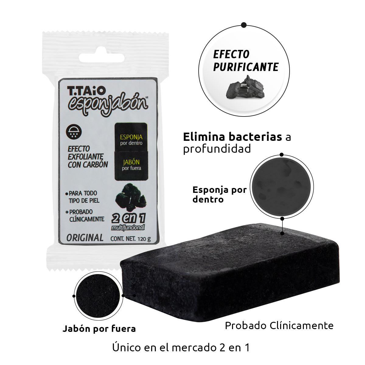 Esponjabón Exfoliante con Carbón 120g