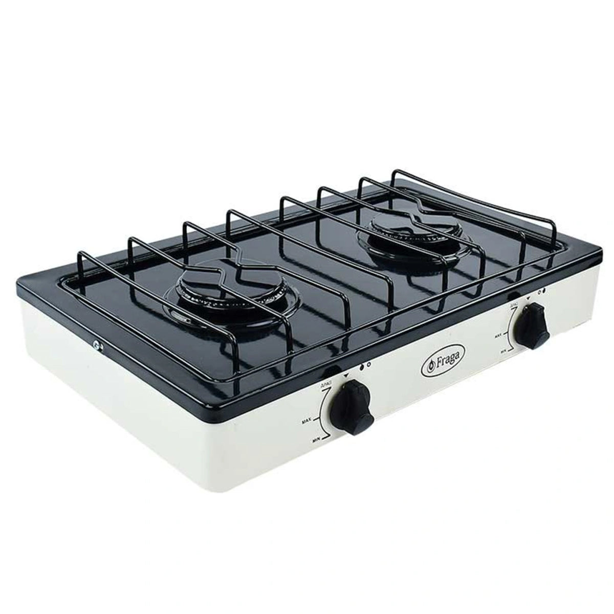 PARRILLA FRAGA MOD. P-104 2 QUEMADORES COLOR NEGRO/ LLAMA AZUL**