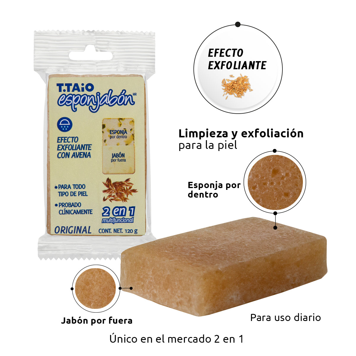 T.Taio Esponjabón Exfoliante con Avena 120g